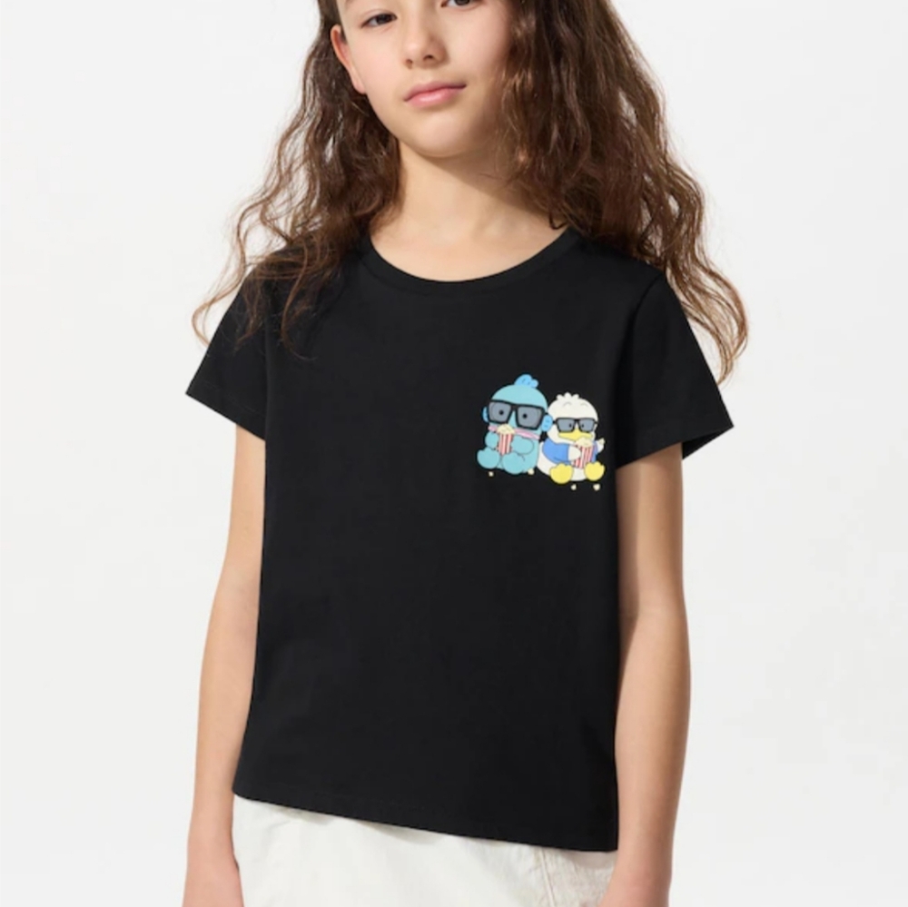 Uniqlo Kids Black Tee with Cartoon Characters